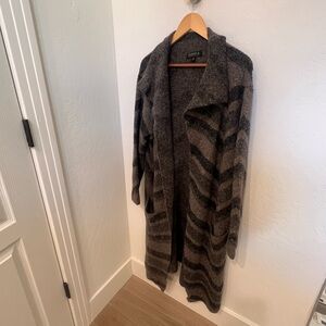 Joseph A Charcoal and Light Gray Striped Cardigan